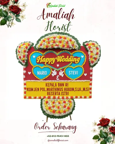 Karangan Papan Bunga Pernikahan di Kenali Asam Bawah